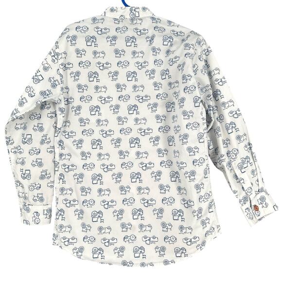 Rikidoos Printed Pattern Wooden Buttons Long Sleeve Button up Shirt Size 7 8 YRS - Picture 2 of 6